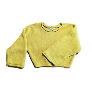 Jack BB Dakota Cropped Sweater Mustard Yellow Womens Small Wide Sleeves Oversize